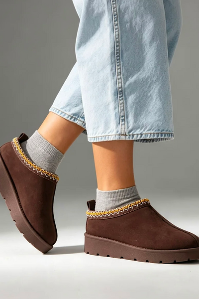 Tazmin Fur Lined Slippers In Chocolate