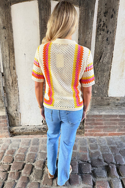 Crochet Button Front Polo Top