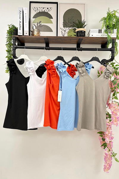 Frill Shoulder Vest (12 Colours)