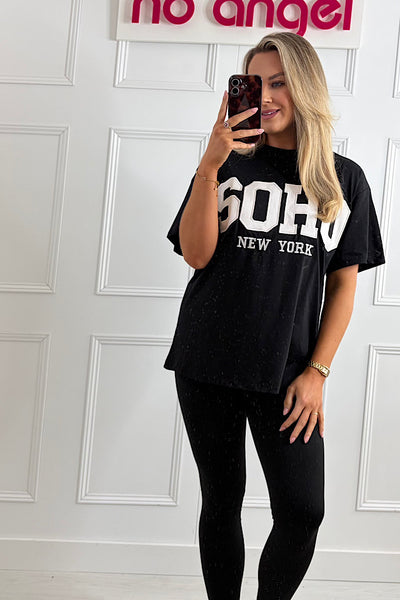 SOHO Slogan T-shirt In Black