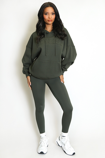 Khaki Stylist Slogan Oversized Hoodie