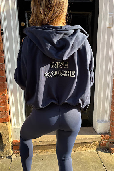 RIVE GAUCHE Oversized Zip Hoodie In Navy