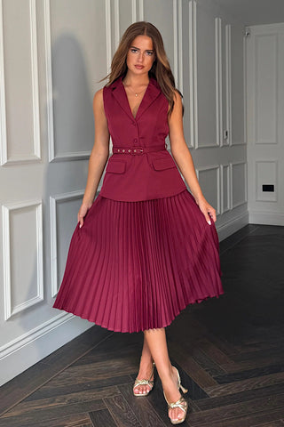 Agatha Pleated Skirt With Waistcoat Midi Dress