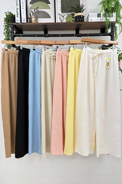 Jasmine Textured Wide Leg Trousers (8 Colours)