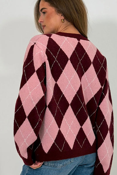 Katie Pearl Button Argle knit Cardigan