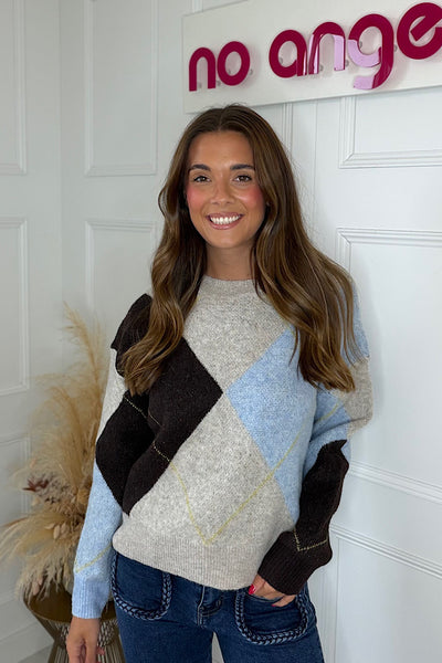 Dolly Argyle Jumper With Blue