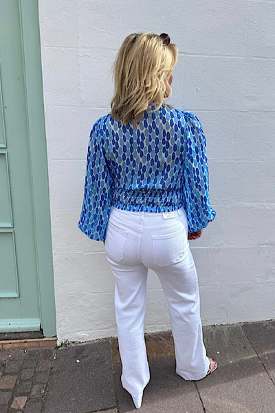 Mica Wrap-Style Blue Blouse