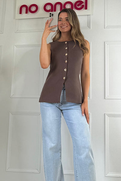 Chocolate Peplum Waistcoat