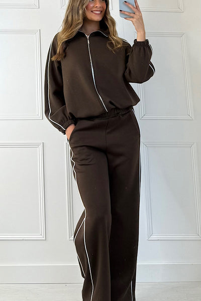 Perri Contrast Tracksuit In Chocolate