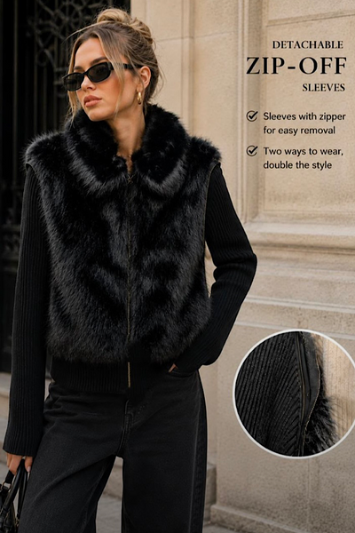 Aspen Faux Fur 2-In-1 Premium Jacket/Gilet In Brown