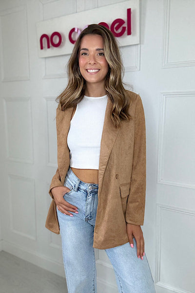 Suedette Single Breasted Blazer