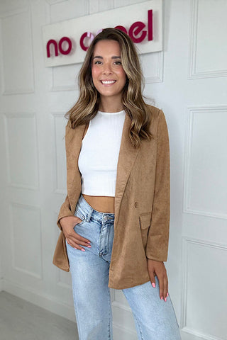 Suedette Single Breasted Blazer