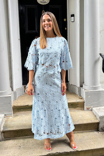 Blue Floral Top And Maxi Skirt Co-Ord