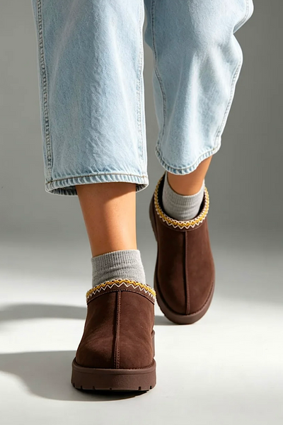 Tazmin Fur Lined Slippers In Chocolate