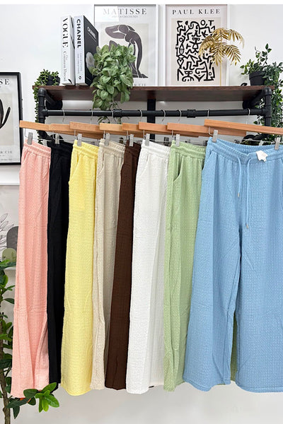 Jasie Textured Wide Leg Trousers (8 Colours)
