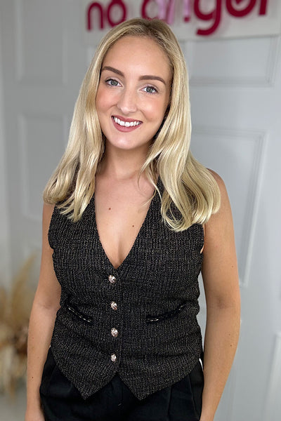 Black Tweed Waistcoat