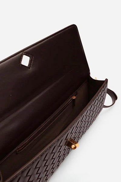 Woven Clutch In Chocolate Brown