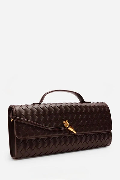 Woven Clutch In Chocolate Brown