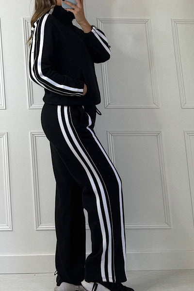 Contrast Track Top &Jogger Set In Black