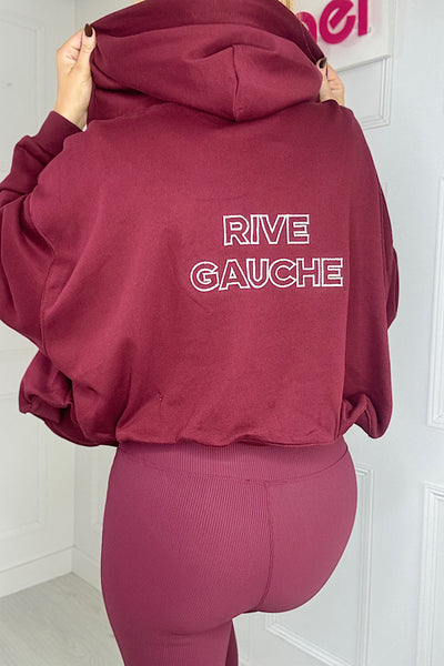 VIVE GAUCHE Oversized Zip Up Hoodie In Burgundy