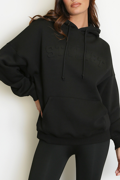 Black Stylist Slogan Oversized Hoodie