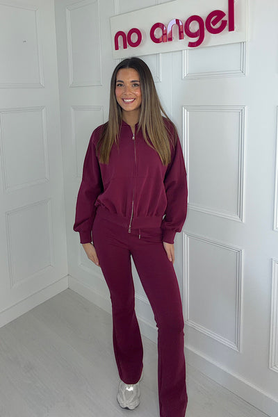 Chloe Bomber Jacket And Trouser Set In Wine