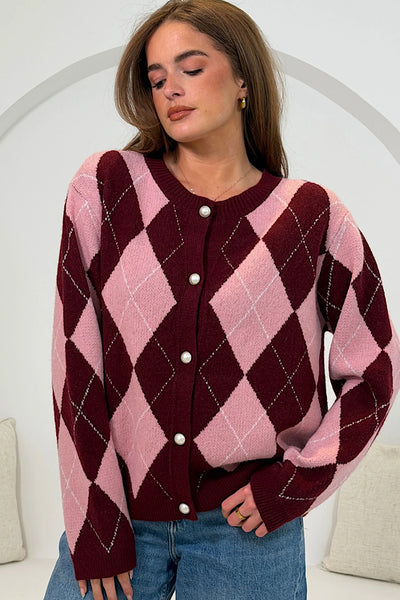 Katie Pearl Button Argle knit Cardigan