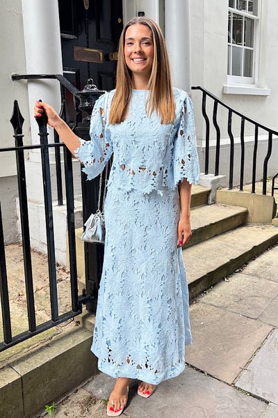 Blue Floral Top And Maxi Skirt Co-Ord