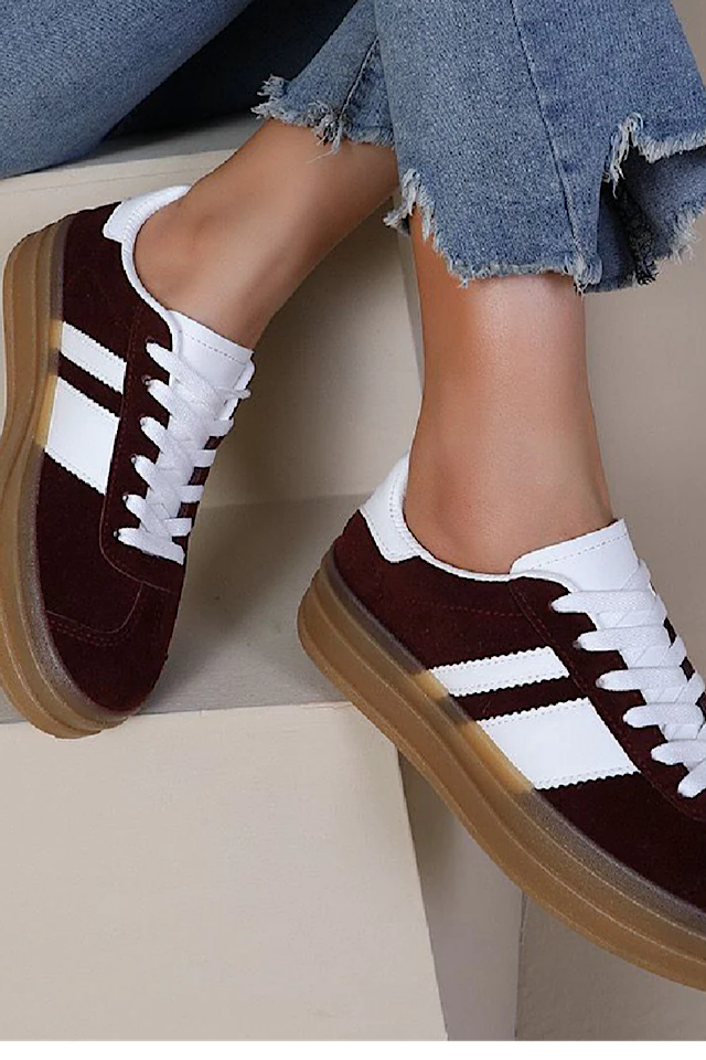 Emma Wine Chunky Sole Trainer