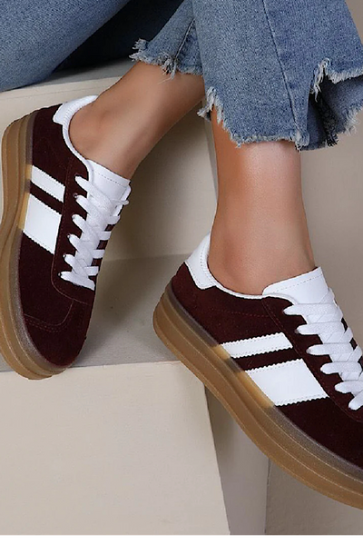 Emma Wine Chunky Sole Trainer
