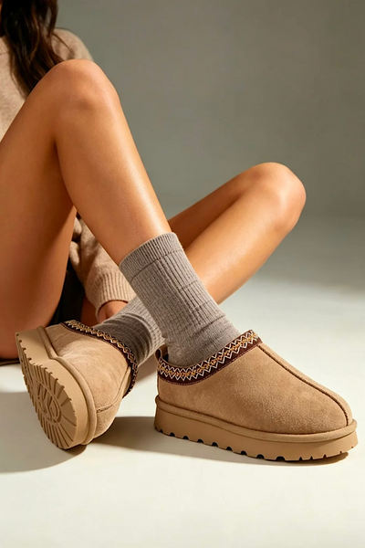 Tazmin Fur Lined Slippers In Taupe