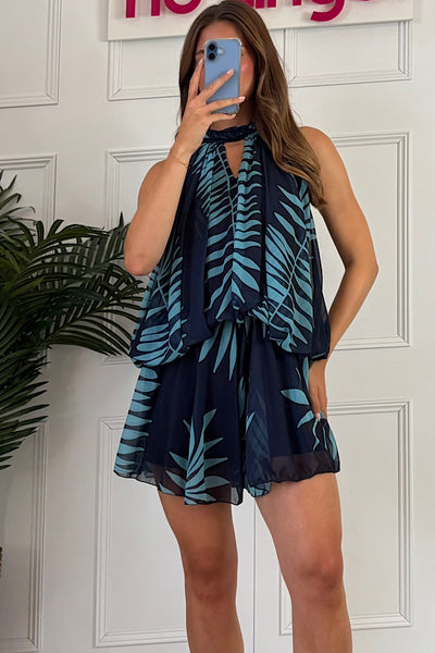Palma Navy Print Playsuit