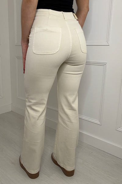 Danni Pearl Pocket Button Jeans In Cream