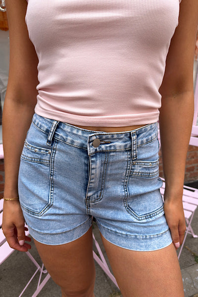 Bella Light Wash Denim Shorts