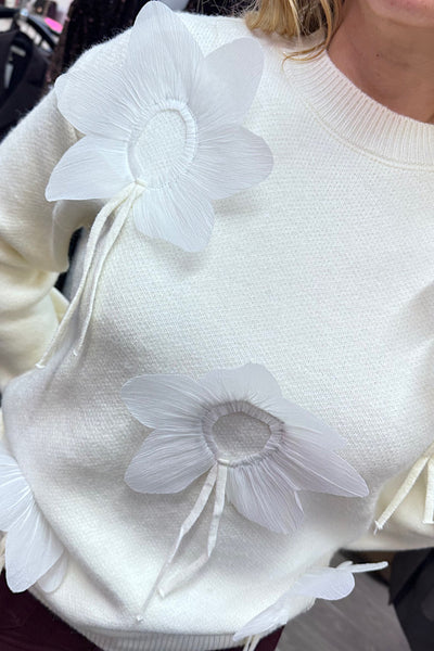 Florence Floral Appliqué Cream Jumper