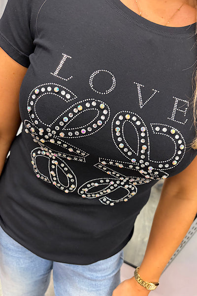 LOVE Embellished Black T-Shirt