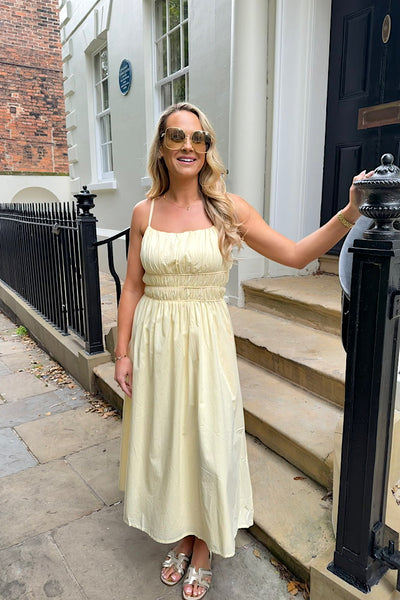 Abbey Ruched Sundress In Lemon