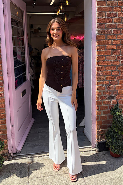 Chocolate Bandeau Top With Braid Detail
