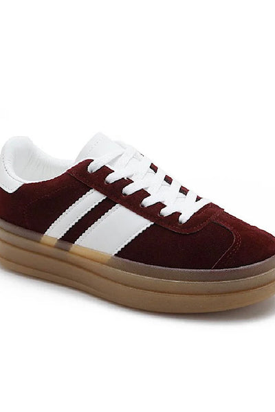 Emma Wine Chunky Sole Trainer