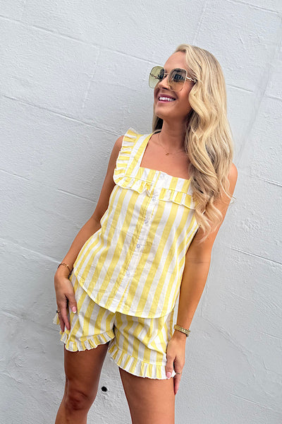 Sienna Striped Co-ord In Lemon