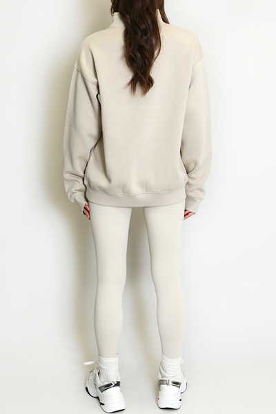 Cream NEW YORK Zip Slogan Sweatshirt