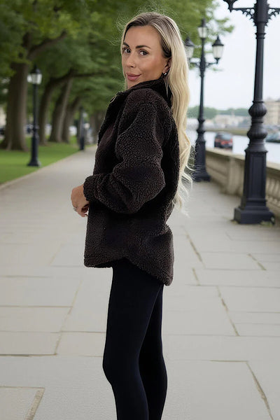 Fleece 1/4 Zip In Chocolate