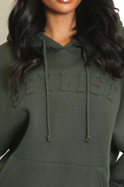 Khaki Stylist Slogan Oversized Hoodie
