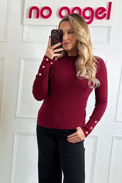 Berry Jumper With Gold Military Buttons