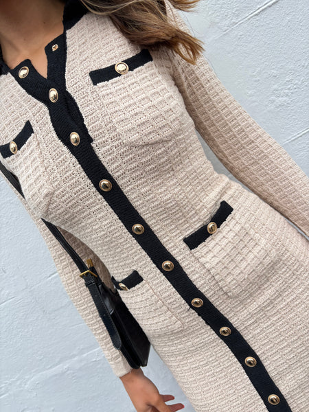 Mabel Textured Knit Dress In Cream
