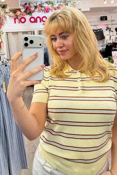 Maddie Stripe Knitted Top In Lemon