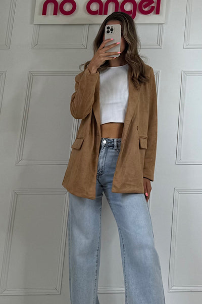 Suedette Single Breasted Blazer