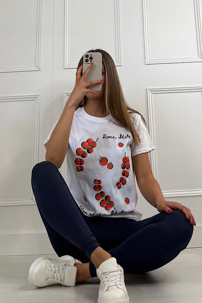 Roma Italy Tomato Print T-Shirt
