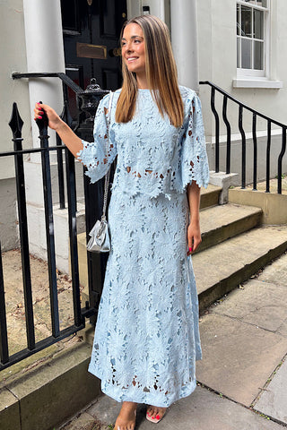 Blue Floral Top And Maxi Skirt Co-Ord