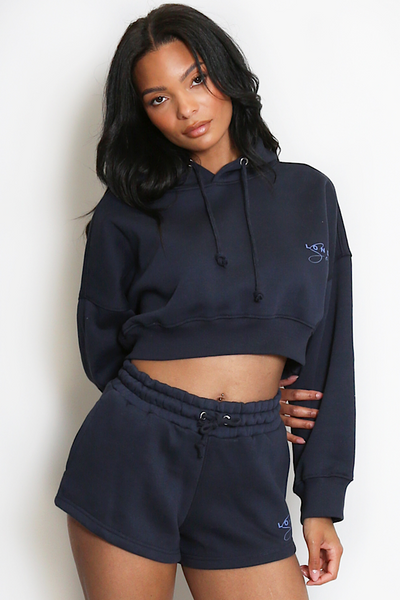 Navy London Soho Hoodie & Short Set